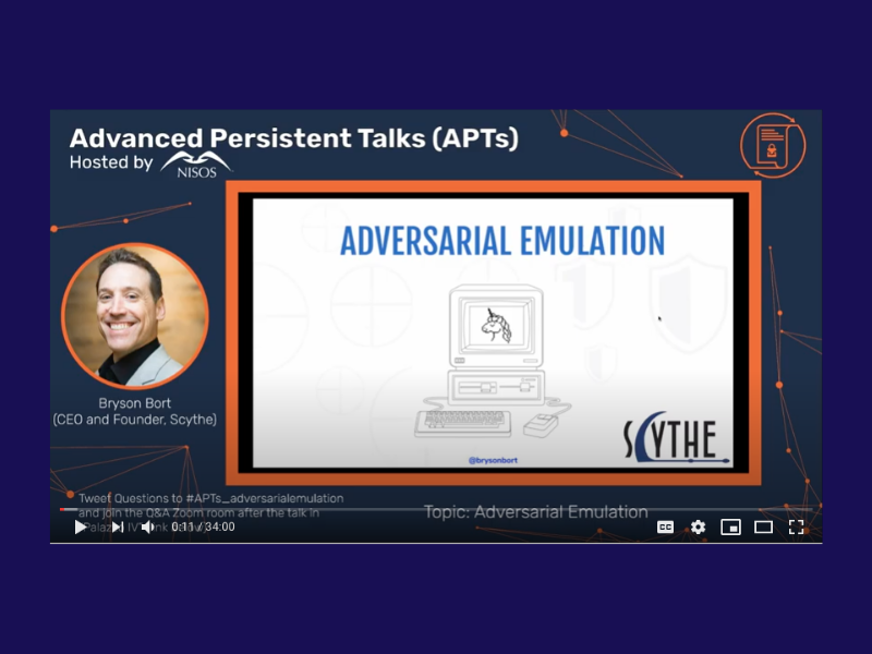 Bryson Bort's presentation at Advanced Persistent Talks - Adversarial Emulation